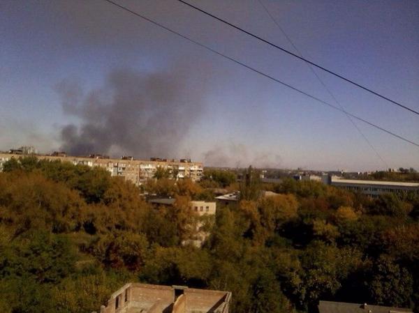 Дым над Донецком 4 октября 2014