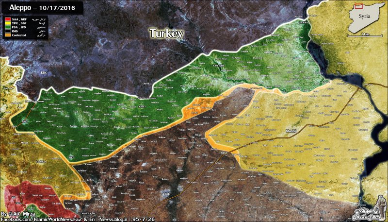 Сирия. Военная обстановка на севере Алеппо (карта)