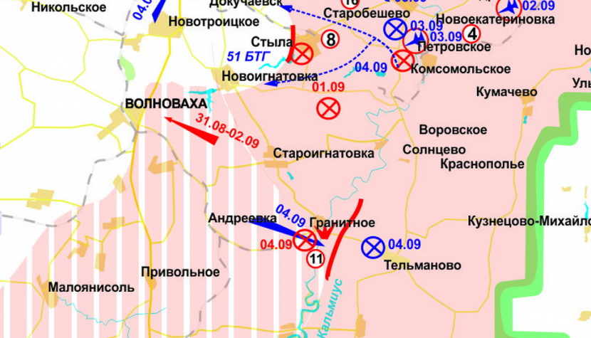 Атака украинской армии на Тельманово