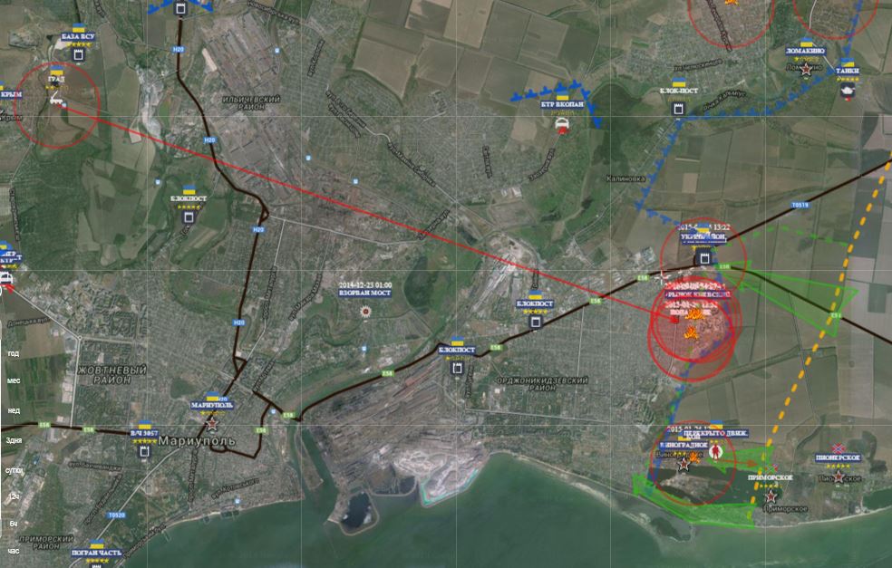 Карта предполагаемого обстрела