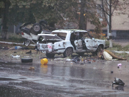 2 взорванных автомобиля в городе Шостка